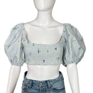 PRE- OWNED - Majorelle Blue Key West Top in Polly Gingham Size Large